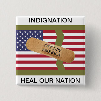 INDIGNATION HEAL OUR NATION 15 CM SQUARE BADGE