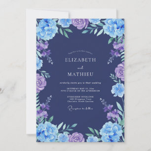Indigo Amethyst Painted Wedding Invitation