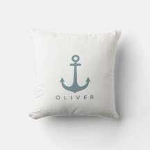 Indigo Anchor Decorative Pillow