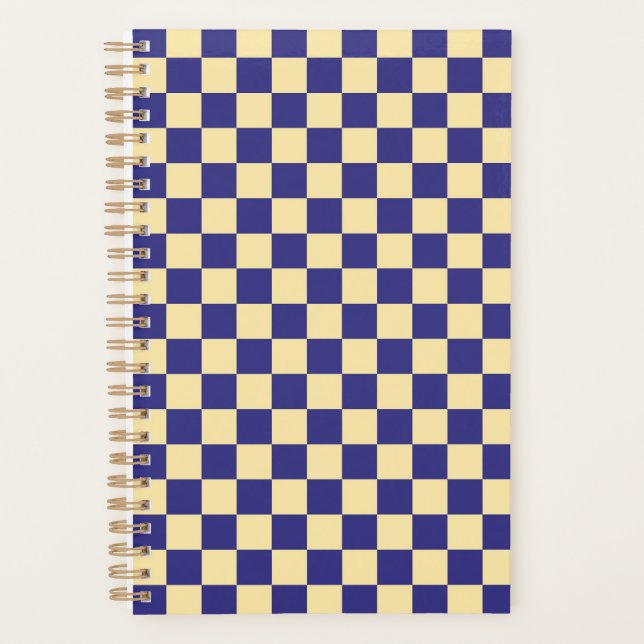 Indigo and butter checkerboard pattern planner (Front)