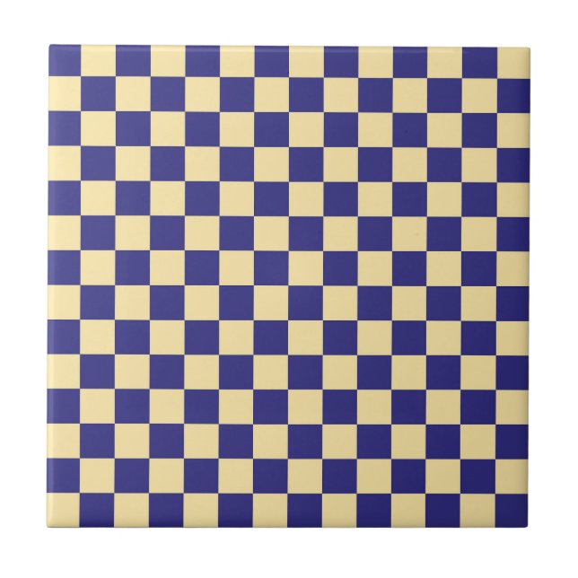 Indigo and butter checkerboard pattern tile (Front)