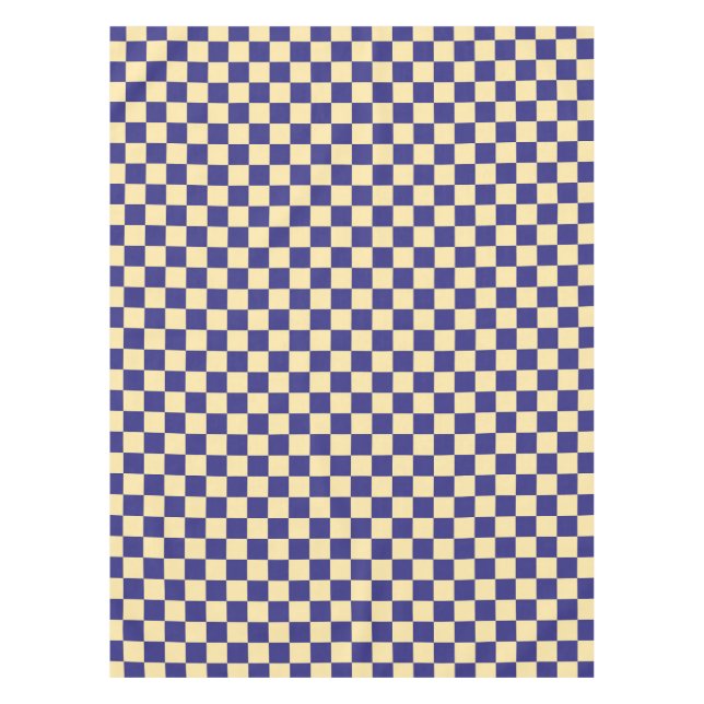 Indigo and butter chequerboard pattern tablecloth (Front)