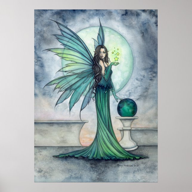 Indigo and Jade Fairy Fantasy Art Molly Harrison Poster (Front)