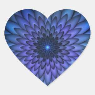 Indigo and Purple Abstract Flower Art Heart Sticker