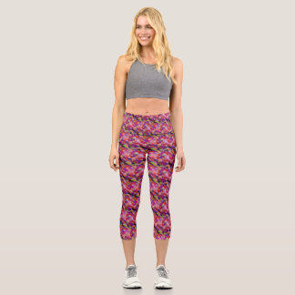 indigo and purple artwork capri leggings