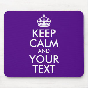 Indigo and White Keep Calm and Your Text Mouse Mat