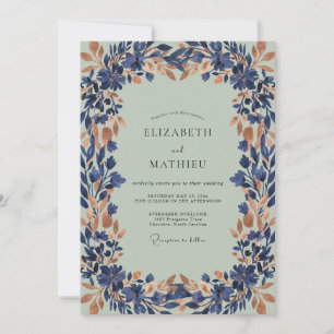 Indigo Antique Copper Painted Wedding Invitation