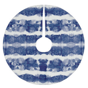 Indigo Art: Abstract Watercolor Chaos. Brushed Polyester Tree Skirt