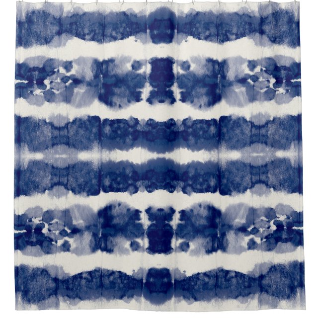 Indigo Art: Abstract Watercolor Chaos. Shower Curtain (Front)