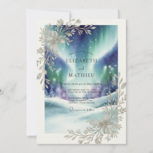 Indigo Aurora Winter Eucalyptus Wedding Invitation