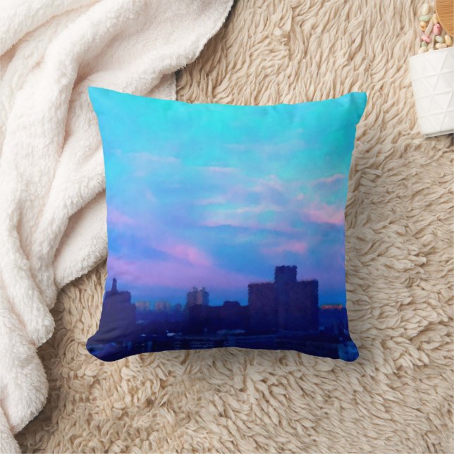 Indigo Awakenings, Sunrise Manhattan Style  Cushion (Blanket)