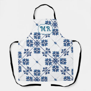 Indigo Azulejo Blue Portuguese Lisbon Decorative Apron