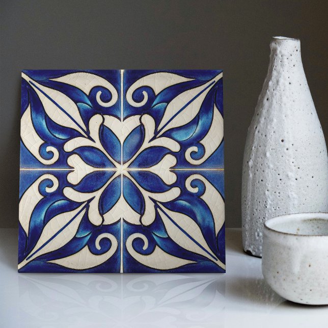 Indigo Azulejo Blue Portuguese Lisbon Decorative C Tile (Creator Uploaded)