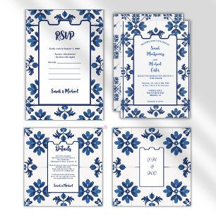 Indigo Azulejo Blue Portuguese Lisbon Decorative  Invitation