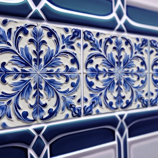 Indigo Azulejo Blue Portuguese Lisbon Decorative Tile (Creator Uploaded)