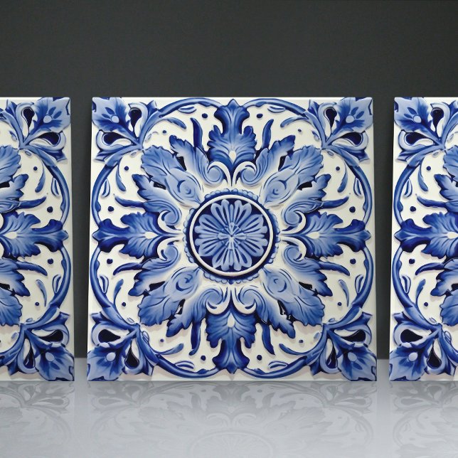 Indigo Azulejo Blue Portuguese Lisbon Decorative Tile (Creator Uploaded)