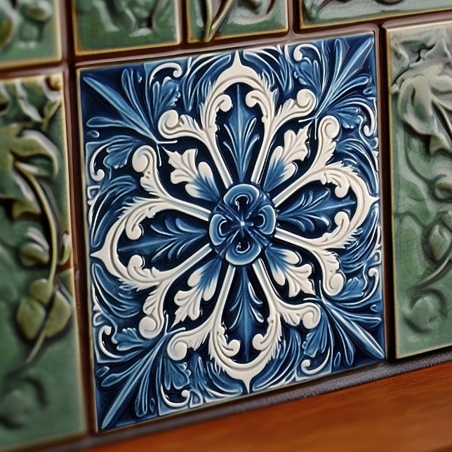 Indigo Azulejo Blue Portuguese Lisbon Decorative Tile (Creator Uploaded)