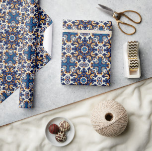 Indigo Azulejo Blue Portuguese Lisbon Talavera Wrapping Paper