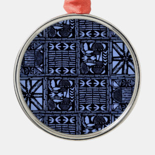 Indigo Batik Quilt - Blue Metal Tree Decoration