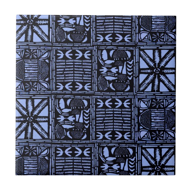 Indigo Batik Quilt - Blue Tile (Front)