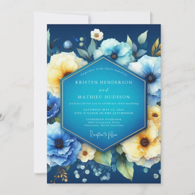 Indigo Bloom Dream Wedding Invitation (Front)