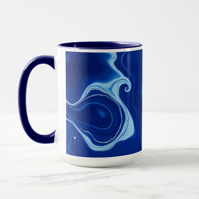 Indigo Blue Abstract Watercolor Personalised  Mug (Left)