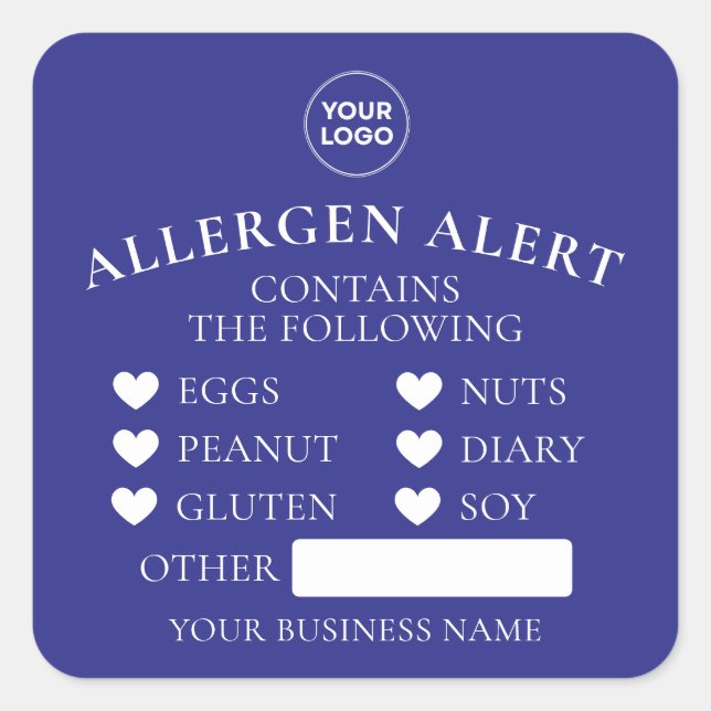 Indigo Blue Allergy Alert Bakery Cake Food Sticker (Front)