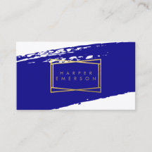 Indigo Blue and Gold Brushstrokes Card