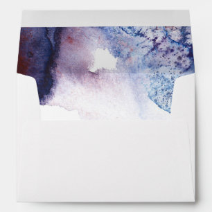 Indigo Blue and Purple Watercolors Modern Wedding Envelope