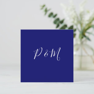 Indigo Blue and White Minimalist Wedding Thank You Card