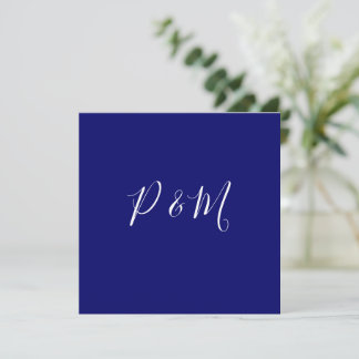 Indigo Blue and White Minimalist Wedding Thank You Card