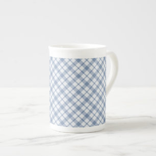 Indigo Blue and White Preppy Check Bone China Mug