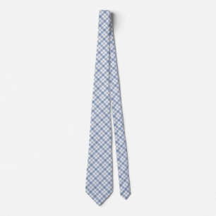 Indigo Blue and White Preppy Check Unisex Necktie