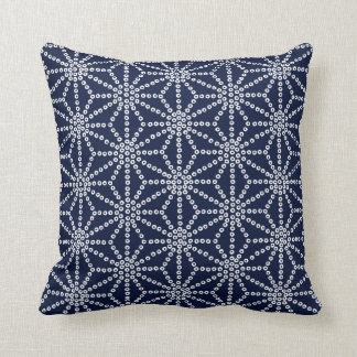 Indigo Blue Asanoha Pattern Throw Pillow