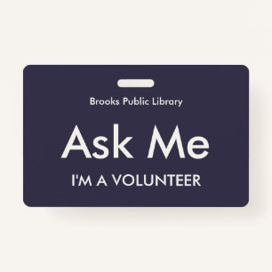 Indigo Blue Ask Me Badge for Volunteers ID Badge
