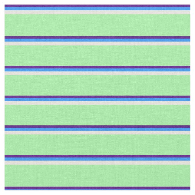 Indigo, Blue, Beige, and Green Pattern Fabric (Close Up)