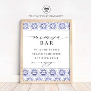 Indigo Blue Boho Mimosa Bar Sign