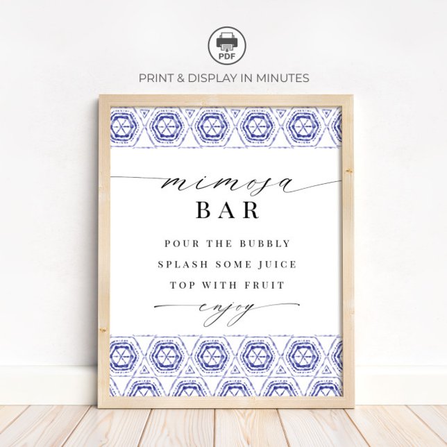Indigo Blue Boho Mimosa Bar Sign (Creator Uploaded)