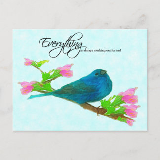 Indigo Blue Bunting - Everything is working out Postcard