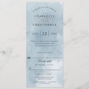 Indigo blue calligraphy wedding invitation w rsvp