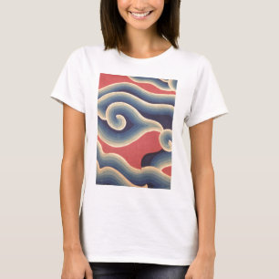 Indigo Blue Coral Japanese Wave T-Shirt