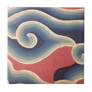 Indigo Blue Coral Japanese Wave Tile