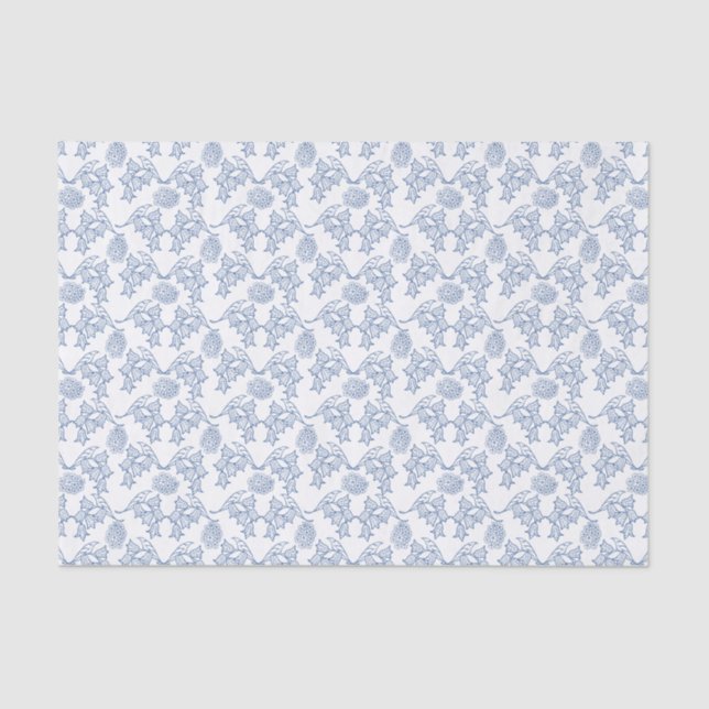 Indigo Blue Ethnic Floral Pattern Tissue Paper (Front)