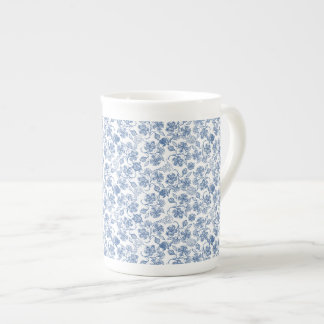 Indigo Blue Ethnic Floral Print Bone China Mug
