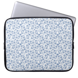 Indigo Blue Ethnic Floral Print Laptop Sleeve
