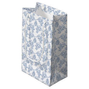 Indigo Blue Ethnic Floral Print Small Gift Bag