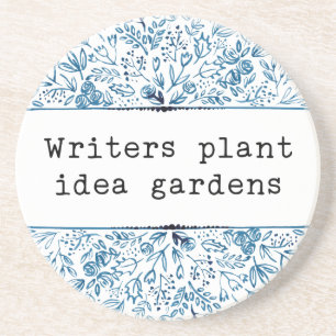 Indigo Blue Floral Writers Plant Idea Gardens Coaster