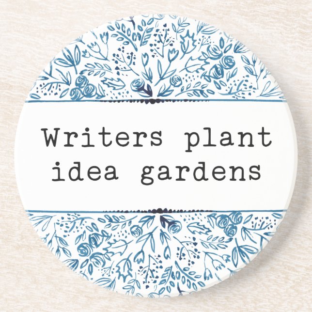 Indigo Blue Floral | Writers Plant Idea Gardens Coaster (Front)
