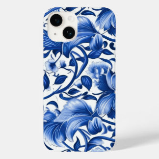 Indigo Blue Flowers Case-Mate iPhone 14 Case