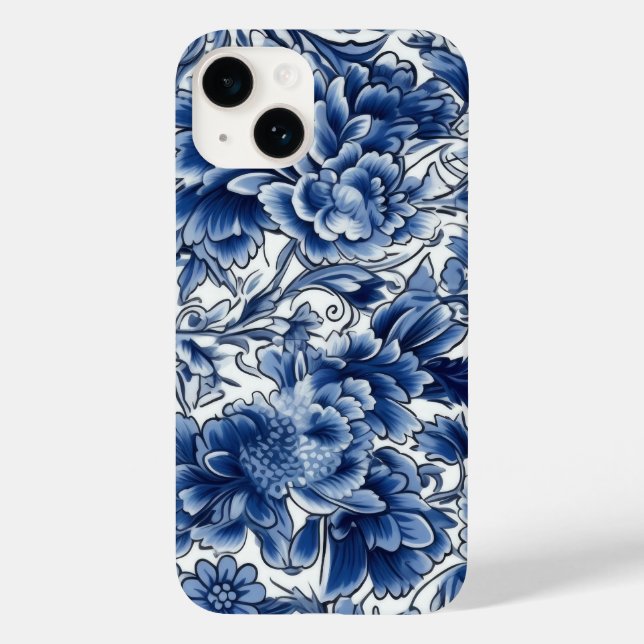 Indigo Blue Flowers Case-Mate iPhone Case (Back)